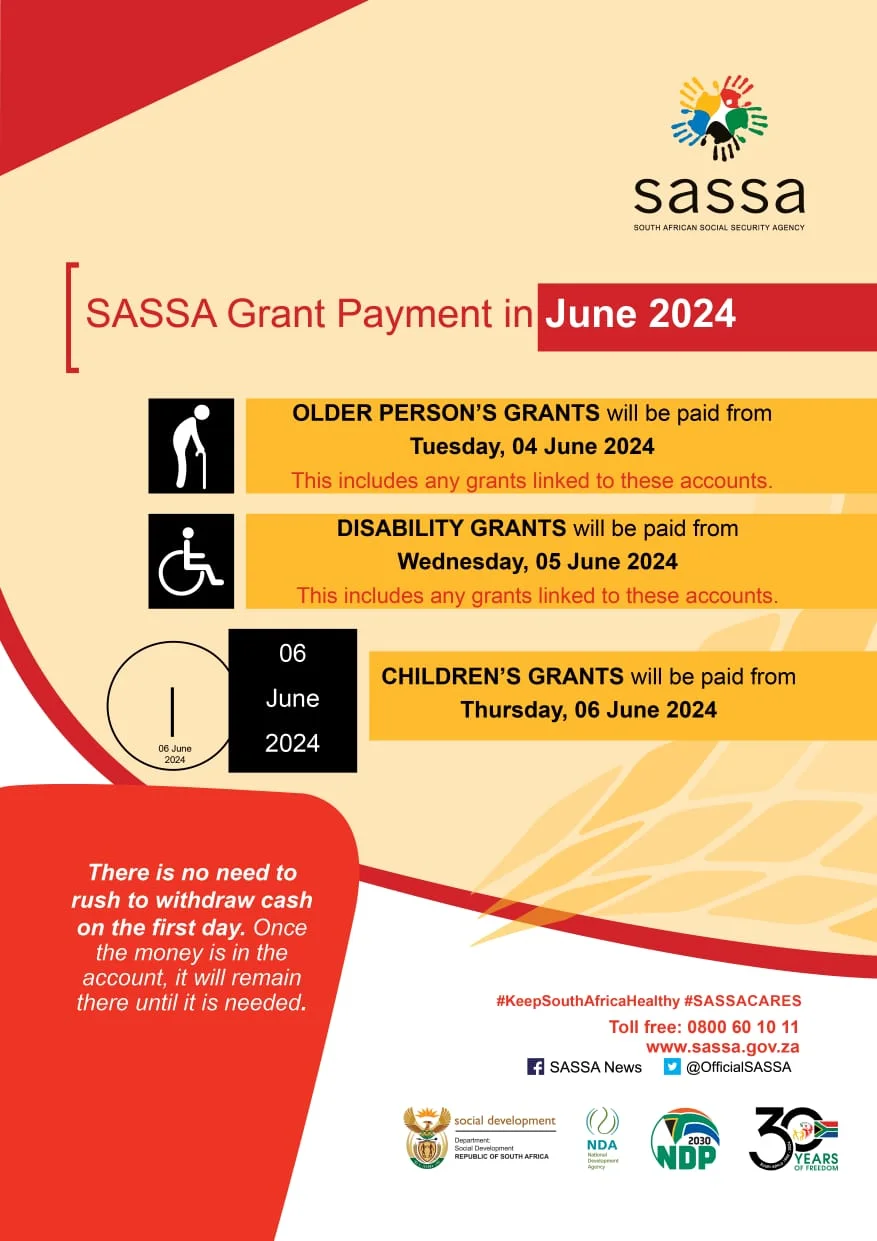 SASSA Payment dates for June 2024